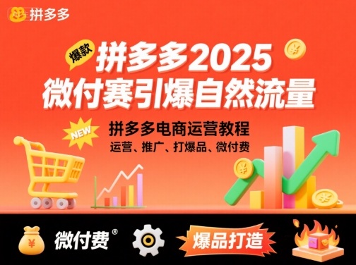 拼多多2025微付赛引爆自然流量,拼多多电商运营教程,运营、推广、打爆品、微付费-168网创
