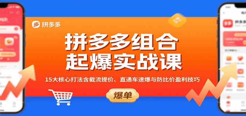 拼多多组合起爆实战课：15大核心打法含截流提价、直通车速爆与防比价盈利技巧-168网创