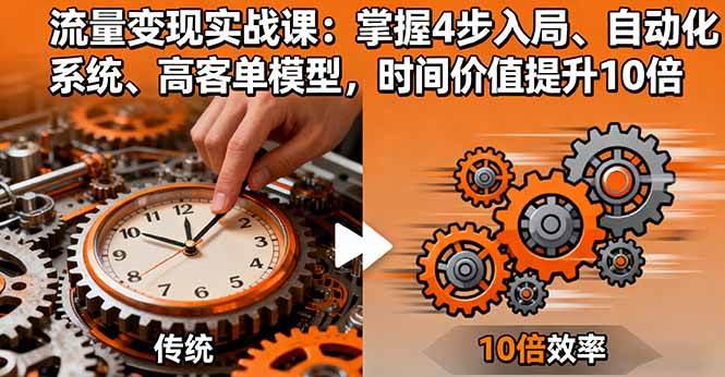 （16197期）流量变现实战课：掌握4步入局、自动化系统、高客单模型，时间价值提升10倍-168网创