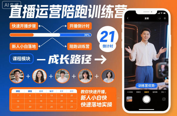 直播运营陪跑训练营,教你快速开播,新人小白快速落地实操 直播运营陪跑训练营,教你快速开播,新人小白快速落地实操