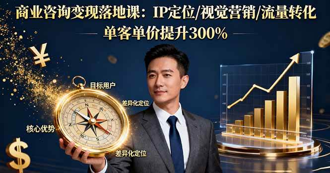 （16249期）商业咨询变现落地课：IP定位/视觉营销/流量转化，单客单价提升300%-168网创