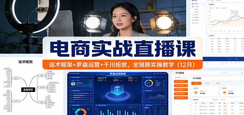 电商实战直播课:话术框架+罗盘运营+千川投放,全链路实操教学(12月)-168网创