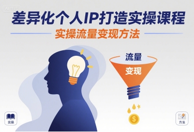 差异化个人IP打造实操课程，实操流量变现方法-168网创
