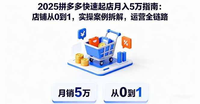 （16199期）2025拼多多快速起店月入5万指南：店铺从0到1，实操案例拆解，运营全链路-168网创