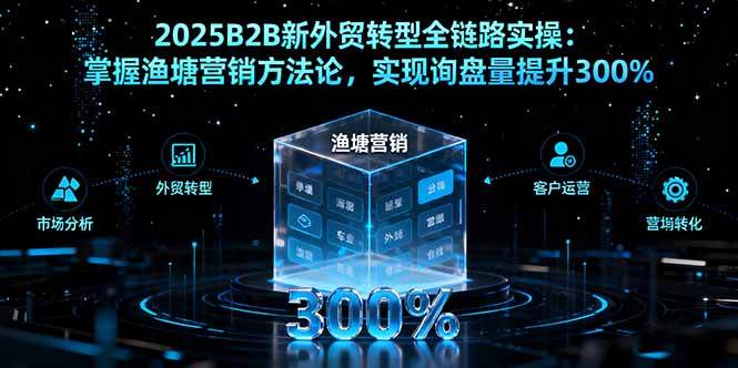 （16129期）2025B2B新外贸转型全链路实操：掌握渔塘营销方法论，实现询盘量提升300%-168网创