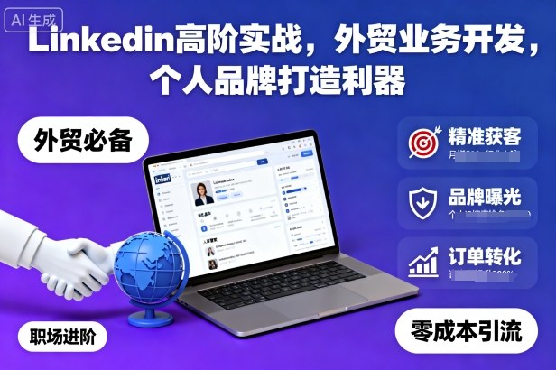 Linkedin高阶实战，外贸业务开发，个人品牌打造利器-168网创