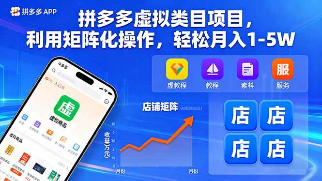 （16025期）拼多多虚拟类目项目，利用矩阵化操作，轻松月入1-5W-168网创