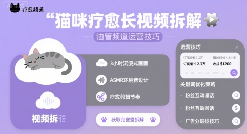 猫咪疗愈长视频拆解 &油管频道运营技巧-168网创
