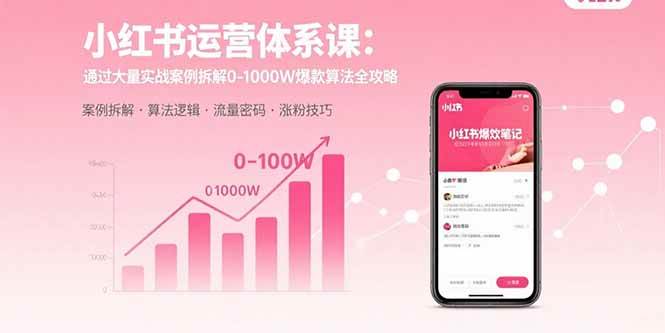 （15792期）小红书运营体系课：通过大量实战案例拆解0-1000W爆款算法全攻略-168网创