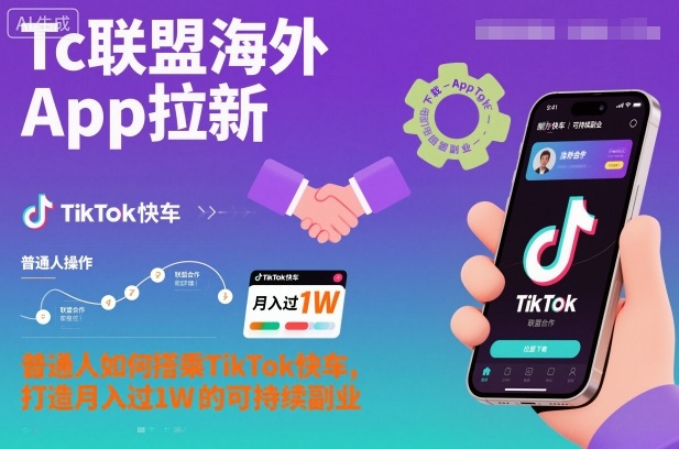 Tc联盟海外App拉新：普通人如何搭乘TikTok快车，打造月入过1W的可持续副业-168网创