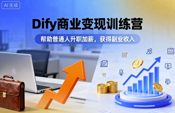 Dify商业变现训练营,帮助普通人升职加薪,获得副业收入-168网创