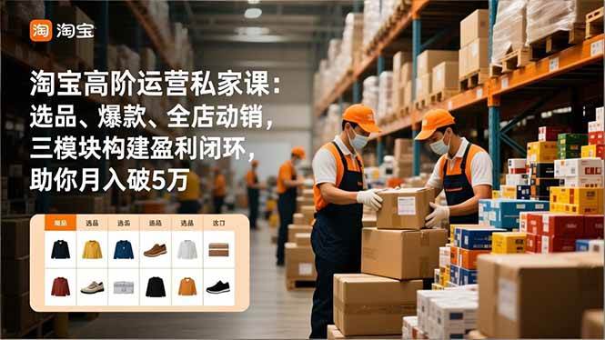 （16865期）淘宝高阶运营私家课：选品、爆款、全店动销，三模块构建盈利闭环，助你月入破5万-168网创