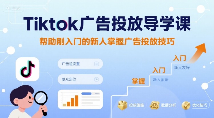 Tiktok广告投放导学课,帮助刚入门的新人掌握广告投放技巧-168网创