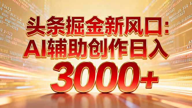 （16923期）头条掘金新风口：AI辅助创作日入3000+，矩阵玩法当天启动隔天见效-168网创