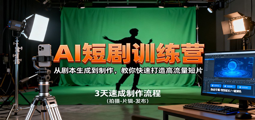 AI短剧训练营,从剧本生成到制作,教你快速打造高流量短片-168网创