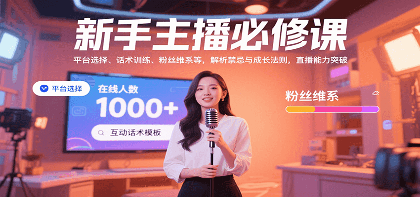 新手主播必修课:平台选择、话术训练、粉丝维系等,解析禁忌与成长法则,突破直播能力-168网创