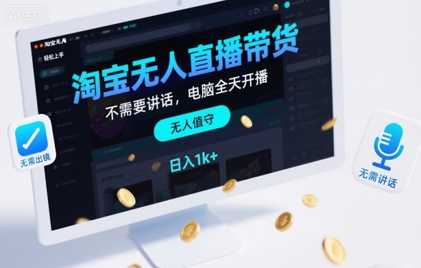 淘宝无人直播带货,不需要出镜,不需要讲话,电脑全天开播,轻松上手,日入1k+【揭秘】-168网创