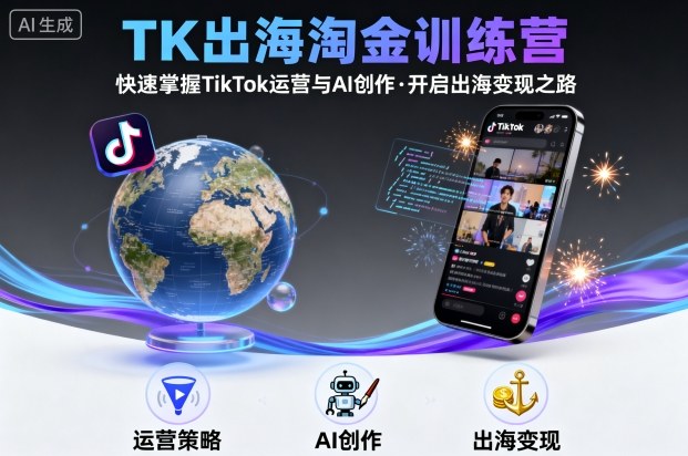 TK出海淘金训练营,助你快速掌握TikTok运营与AI创作,开启出海变现之路-168网创