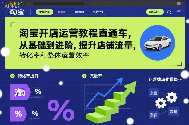 淘宝开店运营教程直通车,从基础到进阶,提升店铺流量,转化率和整体运营效率(更新11月)-168网创