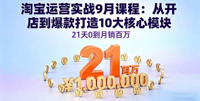 （16101期）淘宝运营实战9月课程：从开店到爆款打造10大核心模块，21天0到月销百万-168网创