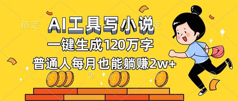 （16845期）AI工具写小说，一键生成120万字，普通人每月也能躺赚2w+-168网创