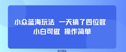小众蓝海玩法 一天搞了四位数 小白可做 操作简单-168网创