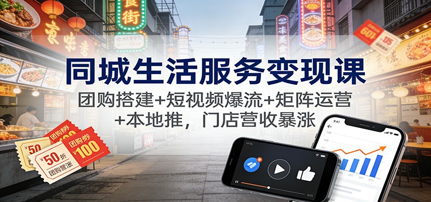 同城生活服务变现课:团购搭建+短视频爆流+矩阵运营+本地推,门店营收暴涨 同城生活服务变现课:团购搭建+短视频爆流+矩阵运营+本地推,门店营收暴涨