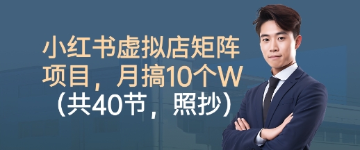 小红书虚拟店矩阵项目，照抄照做，月搞1W+（共40节）-168网创