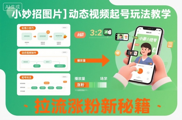 小妙招图片+动态视频起号玩法教学,拉流涨粉新秘籍-168网创