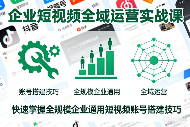 企业短视频全域运营实战课，快速掌握全规模企业通用短视频账号搭建技巧-168网创