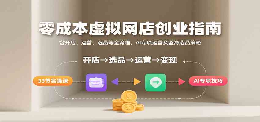 零成本虚拟网店创业指南，含开店、运营、选品等全流程， AI专项运营及蓝海选品策略-168网创