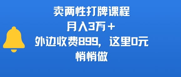 卖两性打牌课程,月入3W+外边收费899的课程,这里0元,悄悄做-168网创