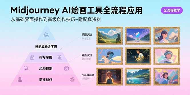 （15628期）Midjourney AI绘画工具全流程应用，从基础界面操作到高级创作-附配套资料-168网创