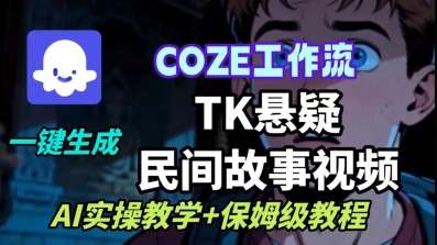 Coze扣子工作流一键生成TK悬疑民间故事视频，AI实操教学+保姆级教程-168网创