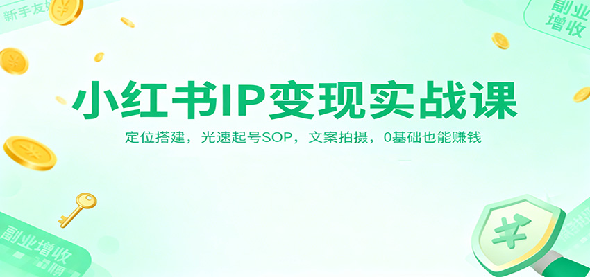 小红书IP变现实战课:定位搭建,光速起号SOP,文案拍摄,0基础也能赚钱-168网创