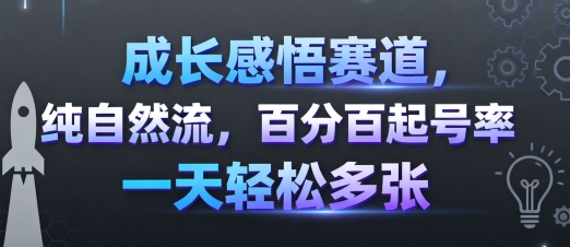 成长感悟赛道，纯自然流，百分百起号率 一天轻松多张-168网创