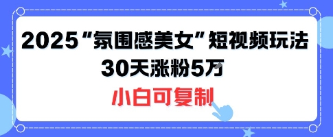 不露脸也能火！2025“氛围感美女”短视频玩法，30天涨粉5W小白可复制-168网创