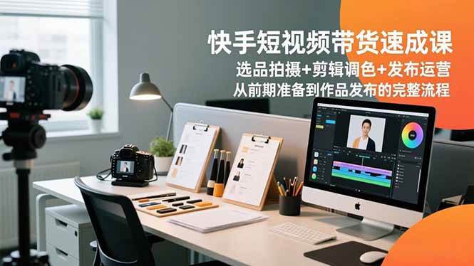 （16752期）快手短视频带货速成课，选品拍摄+剪辑调色+发布运营，从前期准备到作品发布的完整流程-168网创