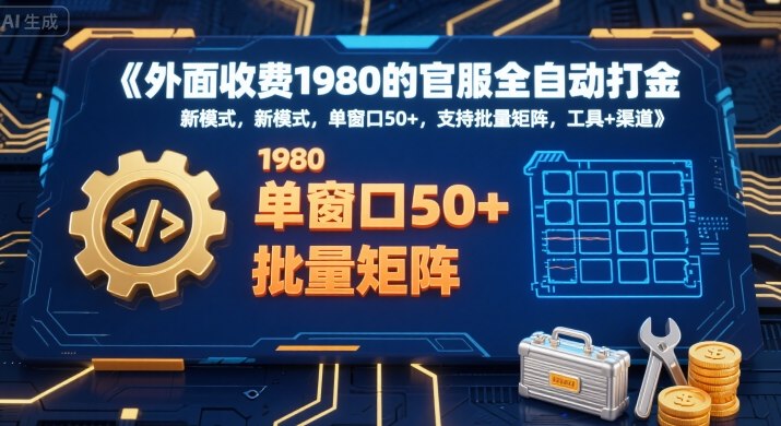 外面收费1980的官服全自动打金,新模式,单窗口50+,支持批量矩阵,工具+渠道【揭秘】-168网创