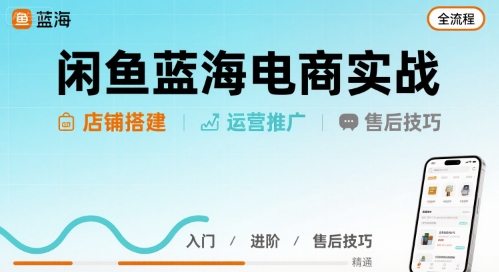 闲鱼蓝海电商实战,店铺搭建运营售后全流程-168网创