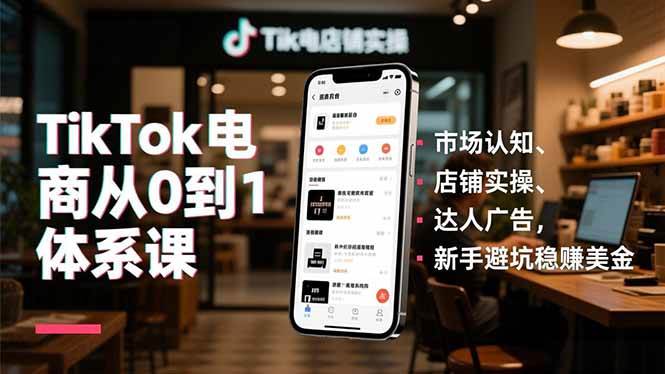（16818期）TikTok电商从0到1体系课，市场认知、店铺实操、达人广告，新手避坑稳赚美金-168网创