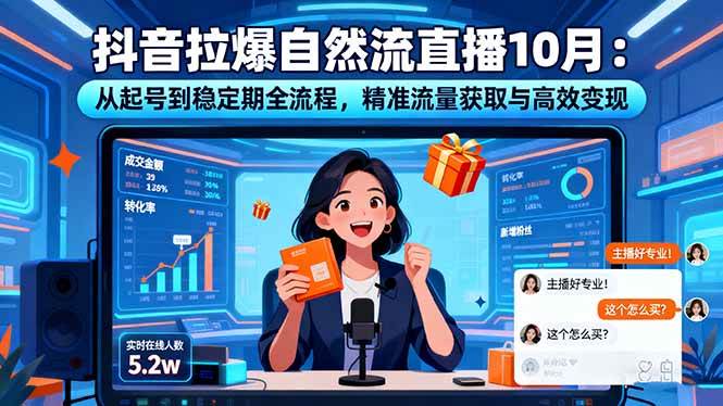 (16339期)抖音拉爆自然流直播10月:从起号到稳定期全流程,精准流量获取与高效变现-168网创