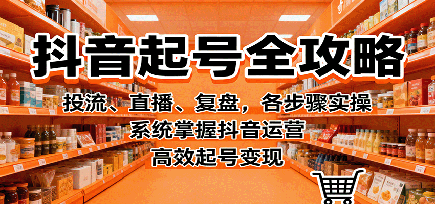 抖音起号全攻略，投流、直播、复盘，各步骤实操，系统掌握抖音运营，高效起号变现-168网创