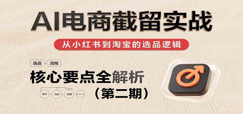AI电商截留实战,小红书、淘宝等电商平台选品思路及核心要点(第二期)-168网创