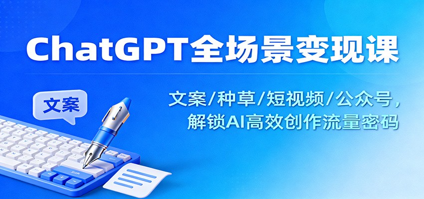 ChatGPT全场景变现课：文案/种草/短视频/公众号，解锁AI高效创作流量密码-168网创