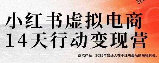 小红书虚拟电商14天变现训练营,虚拟产品,2025年普通人在小红书最后的搞钱机会(更新)-168网创