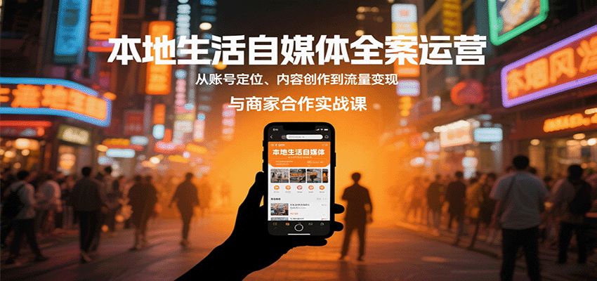 本地生活自媒体全案运营，从账号定位、内容创作到流量变现与商家合作实战课-168网创