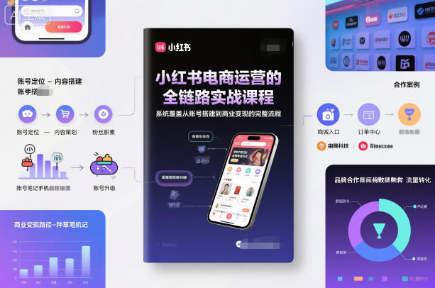 小红书电商运营的全链路实战课程,系统覆盖从账号搭建到商业变现的完整流程-168网创