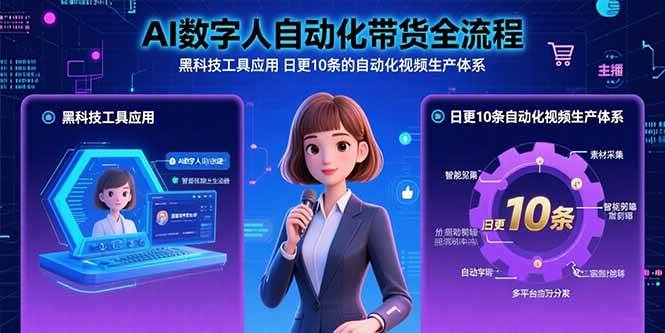 (15699期)AI数字人自动化带货全流程:黑科技工具应用 日更10条的自动化视频生产体系-168网创