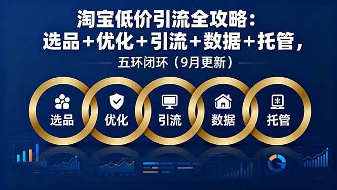 （16009期）淘宝低价引流全攻略：选品＋优化＋引流＋数据＋托管，五环闭环（9月更新）-168网创